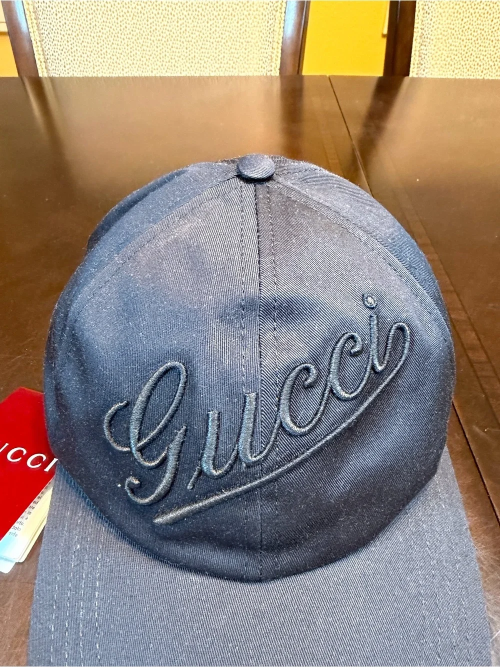 New Authentic Gucci Logo Baseball Hat Black Size L